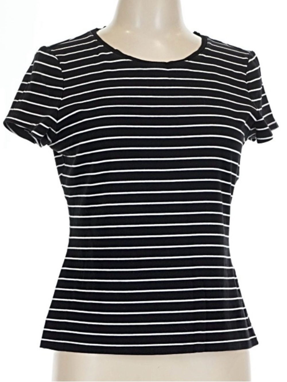 Black & White Striped Crewneck Short Sleeve Top 100% cotton